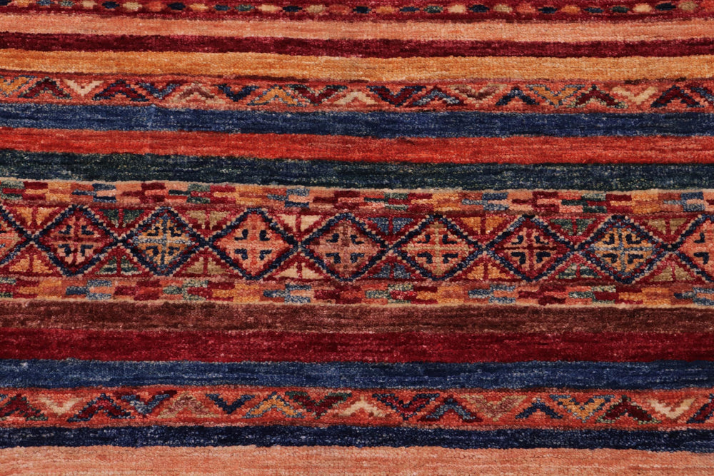 handmade Geometric Kurjean Red Blue Hand Knotted RECTANGLE 100% WOOL area rug 5x7