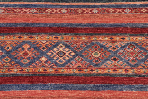 handmade Geometric Kurjean Red Blue Hand Knotted RECTANGLE 100% WOOL area rug 7x10
