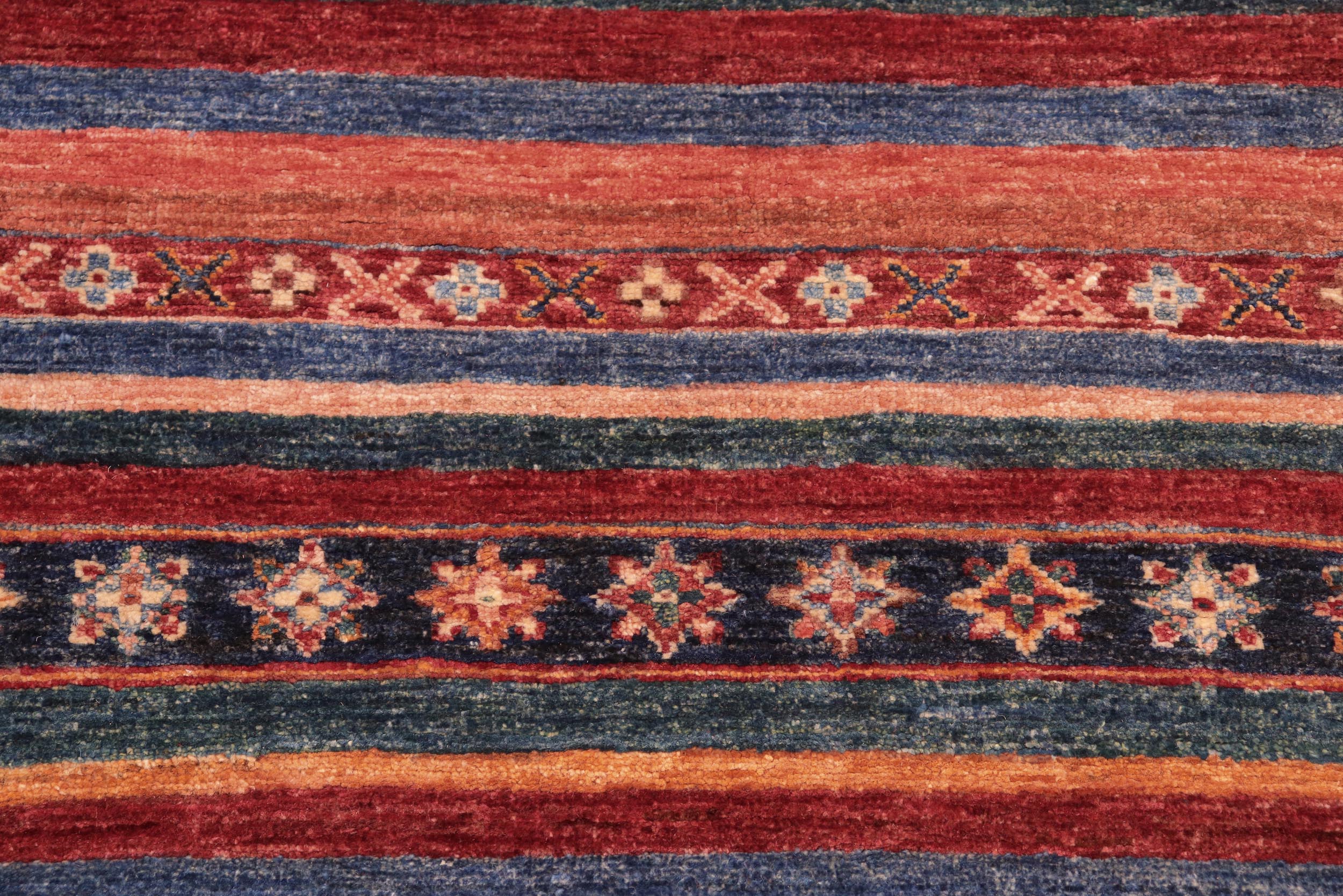 handmade Geometric Kurjean Red Blue Hand Knotted RECTANGLE 100% WOOL area rug 7x10