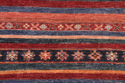 handmade Geometric Kurjean Red Blue Hand Knotted RECTANGLE 100% WOOL area rug 7x10