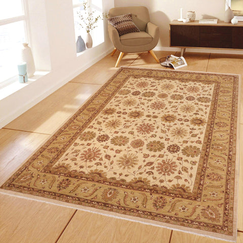 handmade Transitional Kafkaz Beige Green Hand Knotted RECTANGLE 100% WOOL area rug 10' x 14'