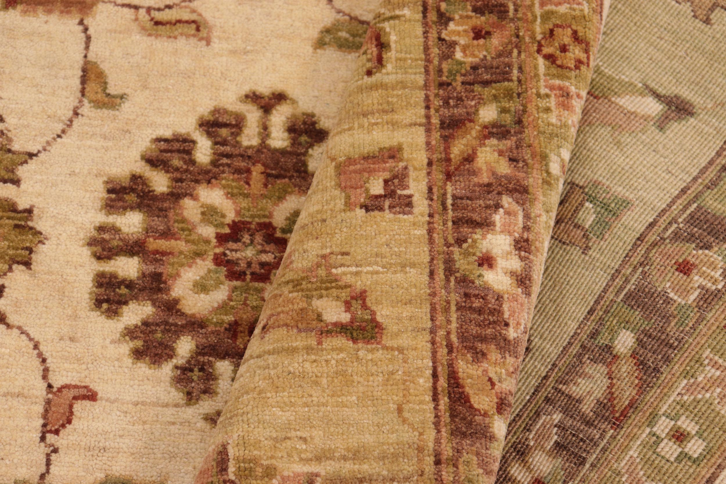 handmade Transitional Kafkaz Beige Green Hand Knotted RECTANGLE 100% WOOL area rug 10' x 14'