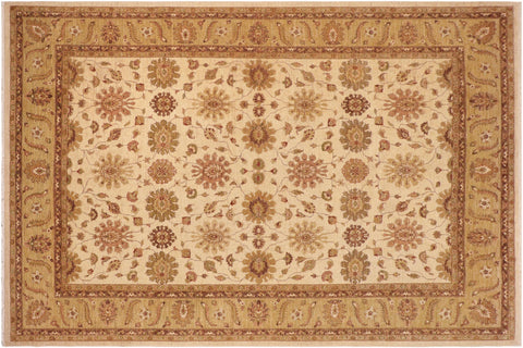 handmade Transitional Kafkaz Beige Green Hand Knotted RECTANGLE 100% WOOL area rug 10' x 14'