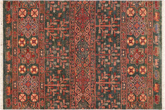 handmade Geometric Kurjean Green Orange Hand Knotted RECTANGLE 100% WOOL area rug 4x6