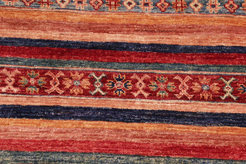 handmade Geometric Kurjean Red Blue Hand Knotted RECTANGLE 100% WOOL area rug 4x6