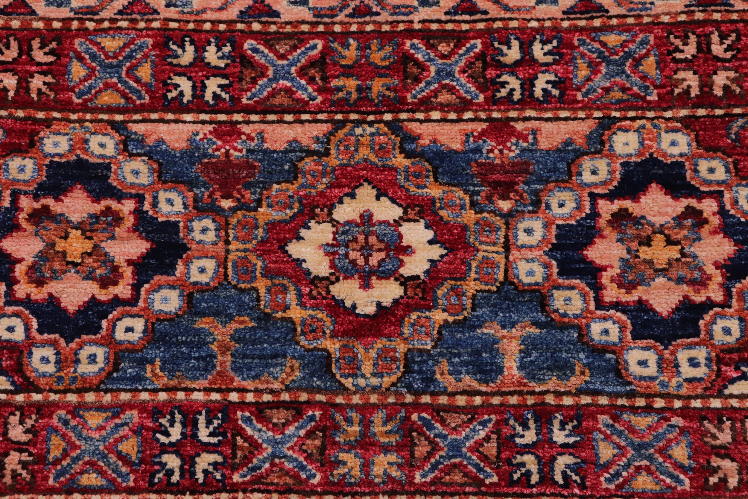 handmade Geometric Kurjean Red Blue Hand Knotted RECTANGLE 100% WOOL area rug 5x6