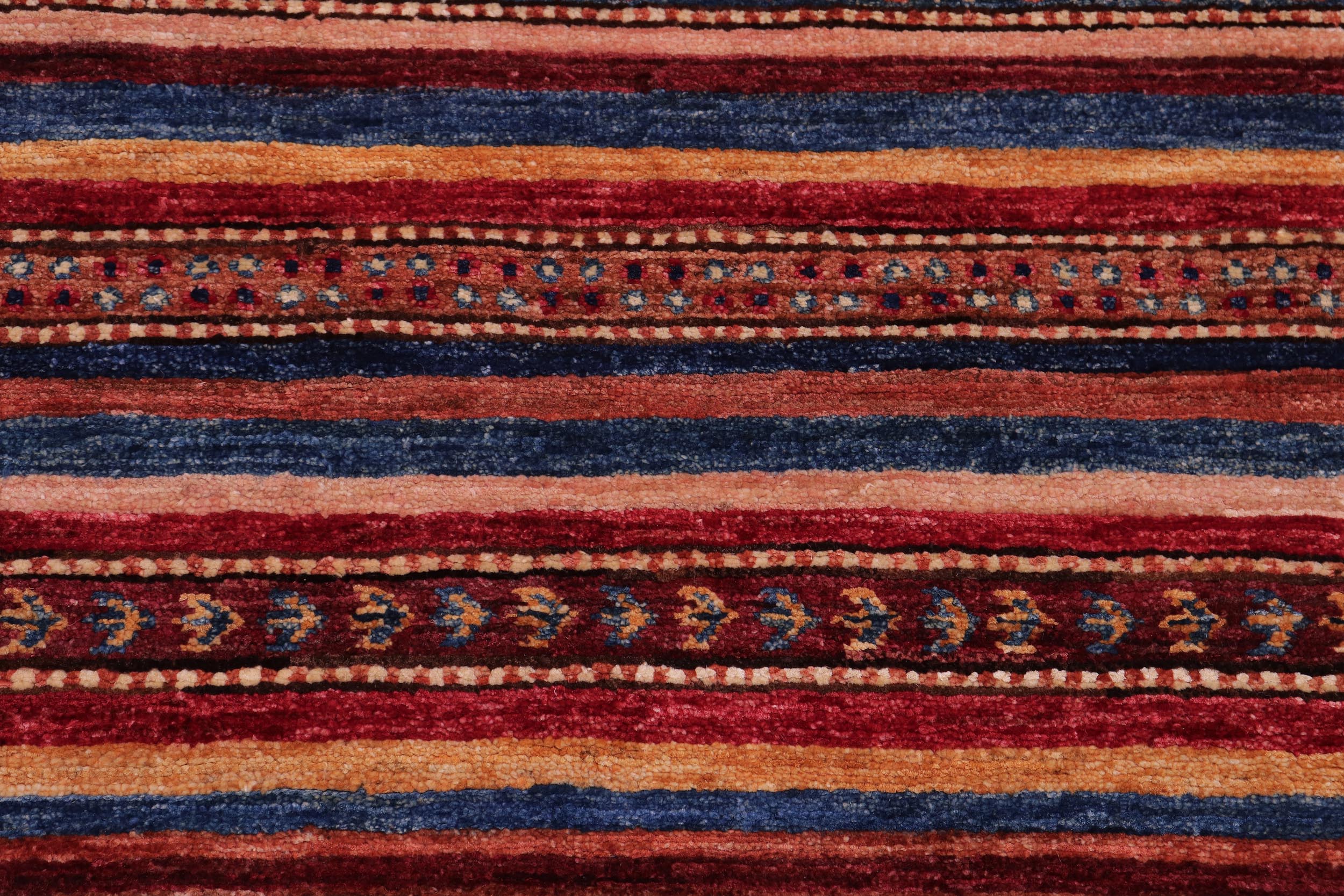handmade Geometric Kurjean Red Blue Hand Knotted RECTANGLE 100% WOOL area rug 5x6