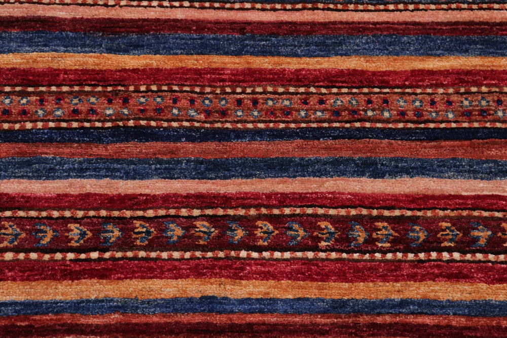 handmade Geometric Kurjean Red Blue Hand Knotted RECTANGLE 100% WOOL area rug 5x6