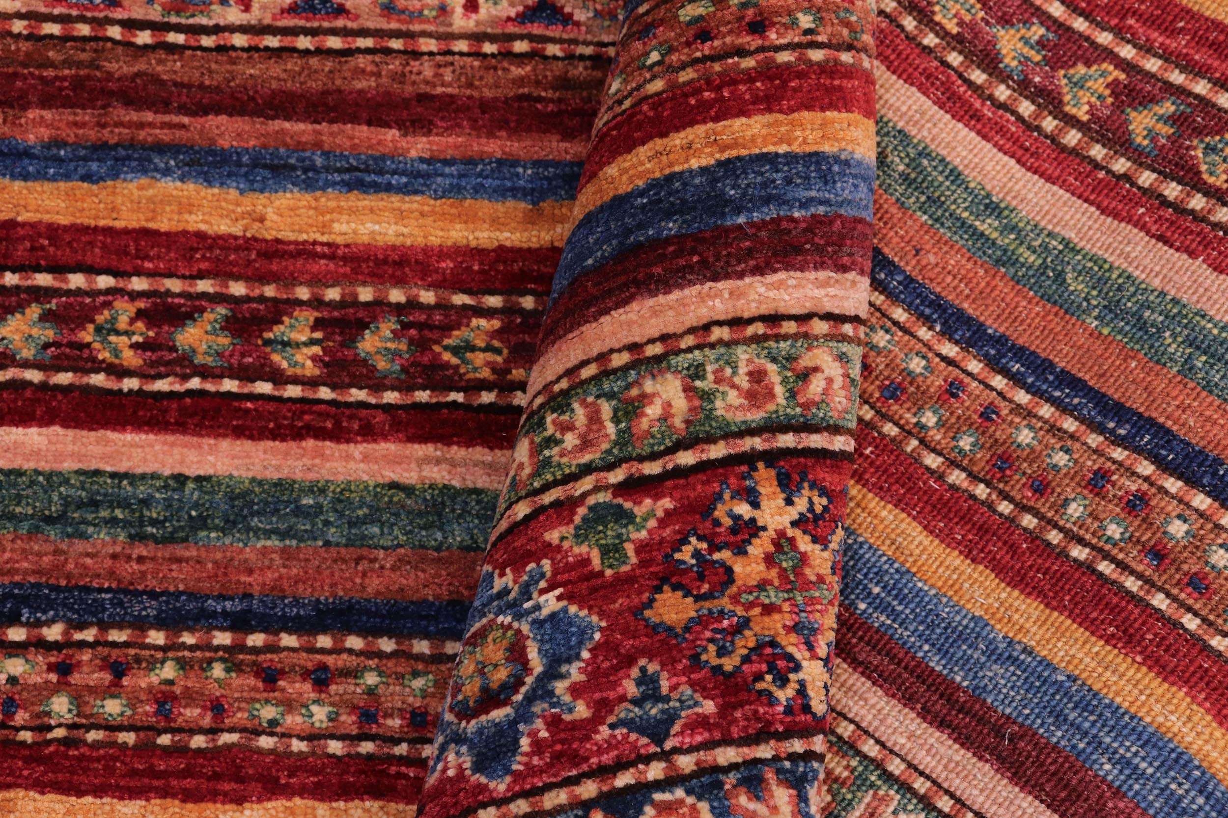 handmade Geometric Kurjean Red Blue Hand Knotted RECTANGLE 100% WOOL area rug 5x6
