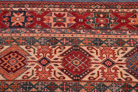 handmade Geometric Kurjean Red Beige Hand Knotted RECTANGLE 100% WOOL area rug 7x10