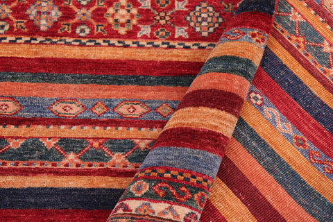 handmade Geometric Kurjean Red Beige Hand Knotted RECTANGLE 100% WOOL area rug 7x10