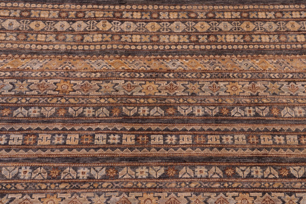 handmade Geometric Kurjean Gray Gold Hand Knotted RECTANGLE 100% WOOL area rug 6x8