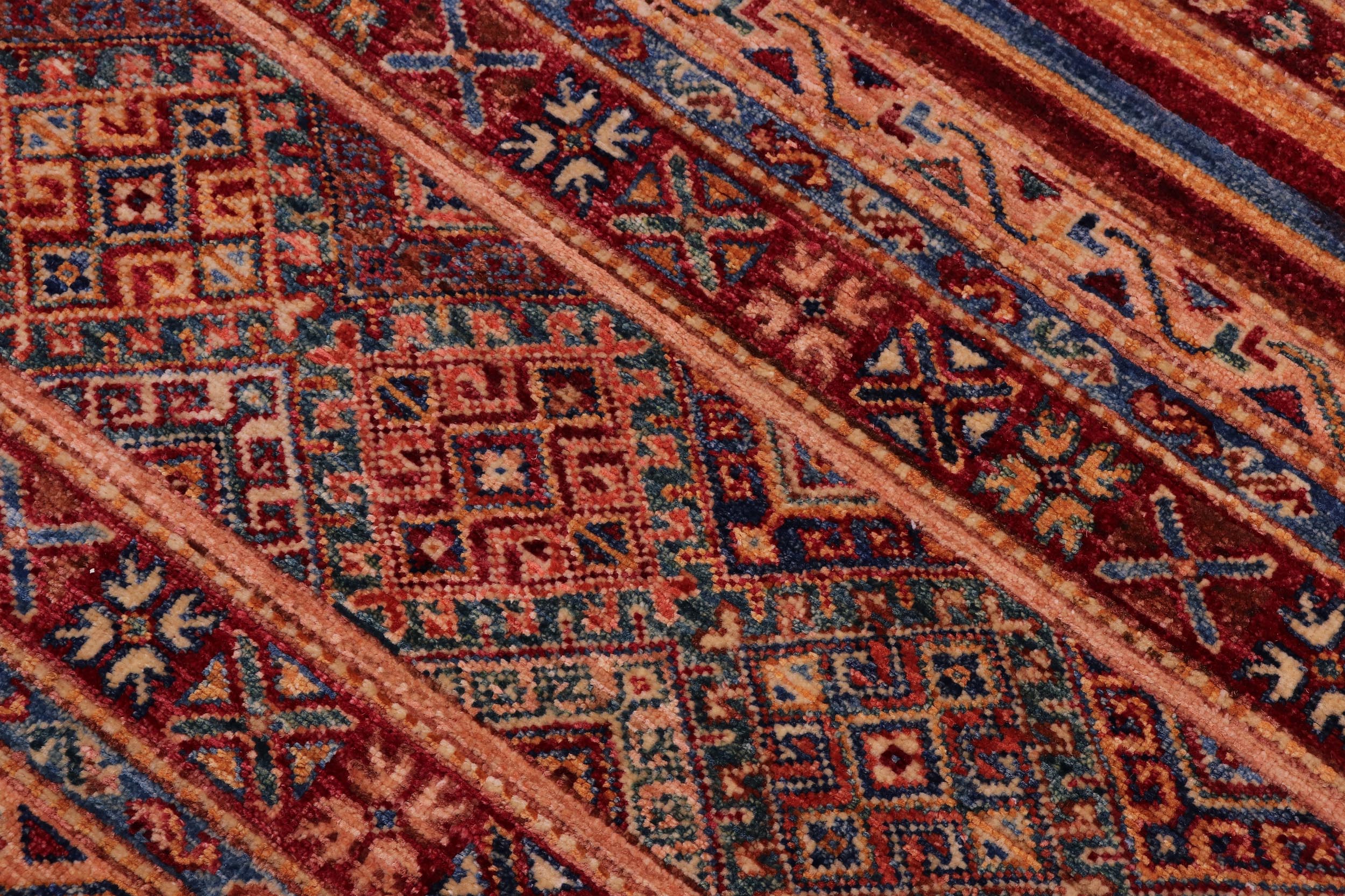 handmade Geometric Kurjean Red Green Hand Knotted RECTANGLE 100% WOOL area rug 5x7