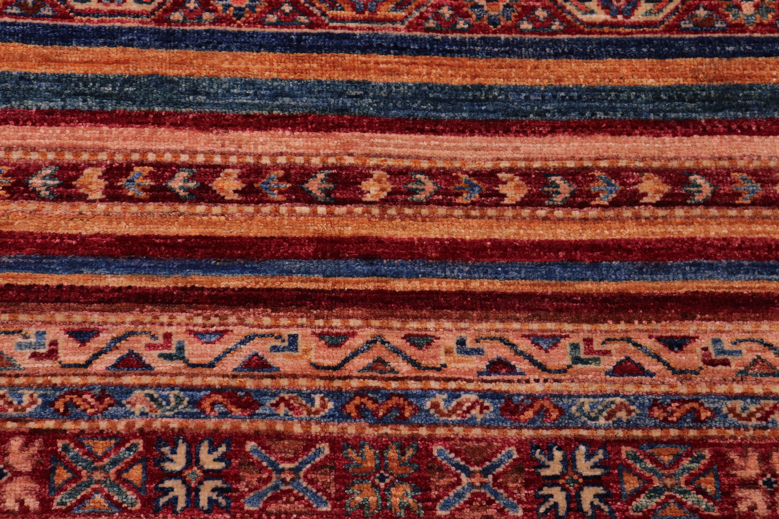 handmade Geometric Kurjean Red Green Hand Knotted RECTANGLE 100% WOOL area rug 5x7