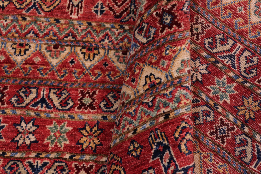 handmade Geometric Kurjean Red Beige Hand Knotted RECTANGLE 100% WOOL area rug 5x7
