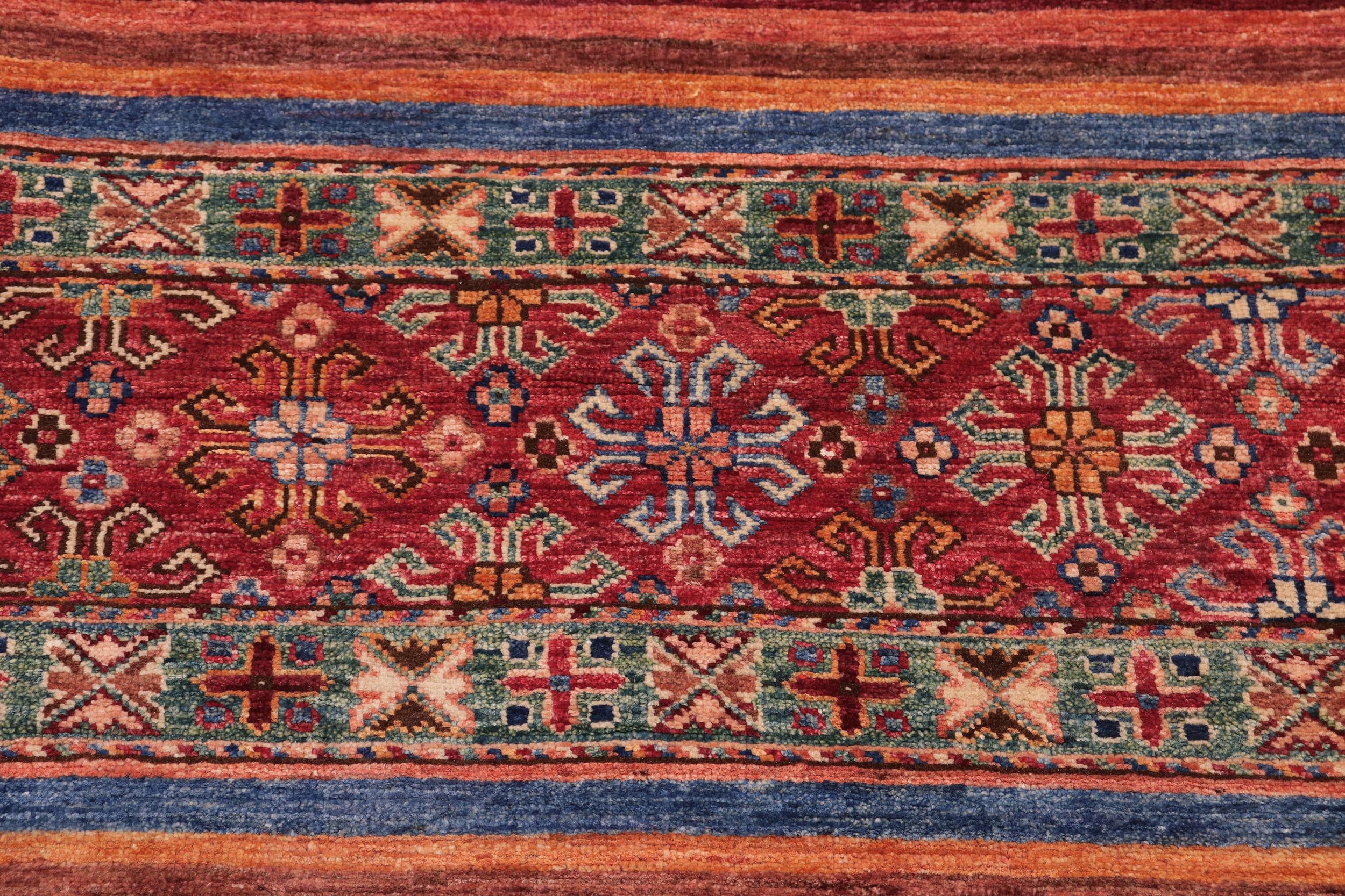handmade Geometric Kurjean Red Blue Hand Knotted RECTANGLE 100% WOOL area rug 5x6