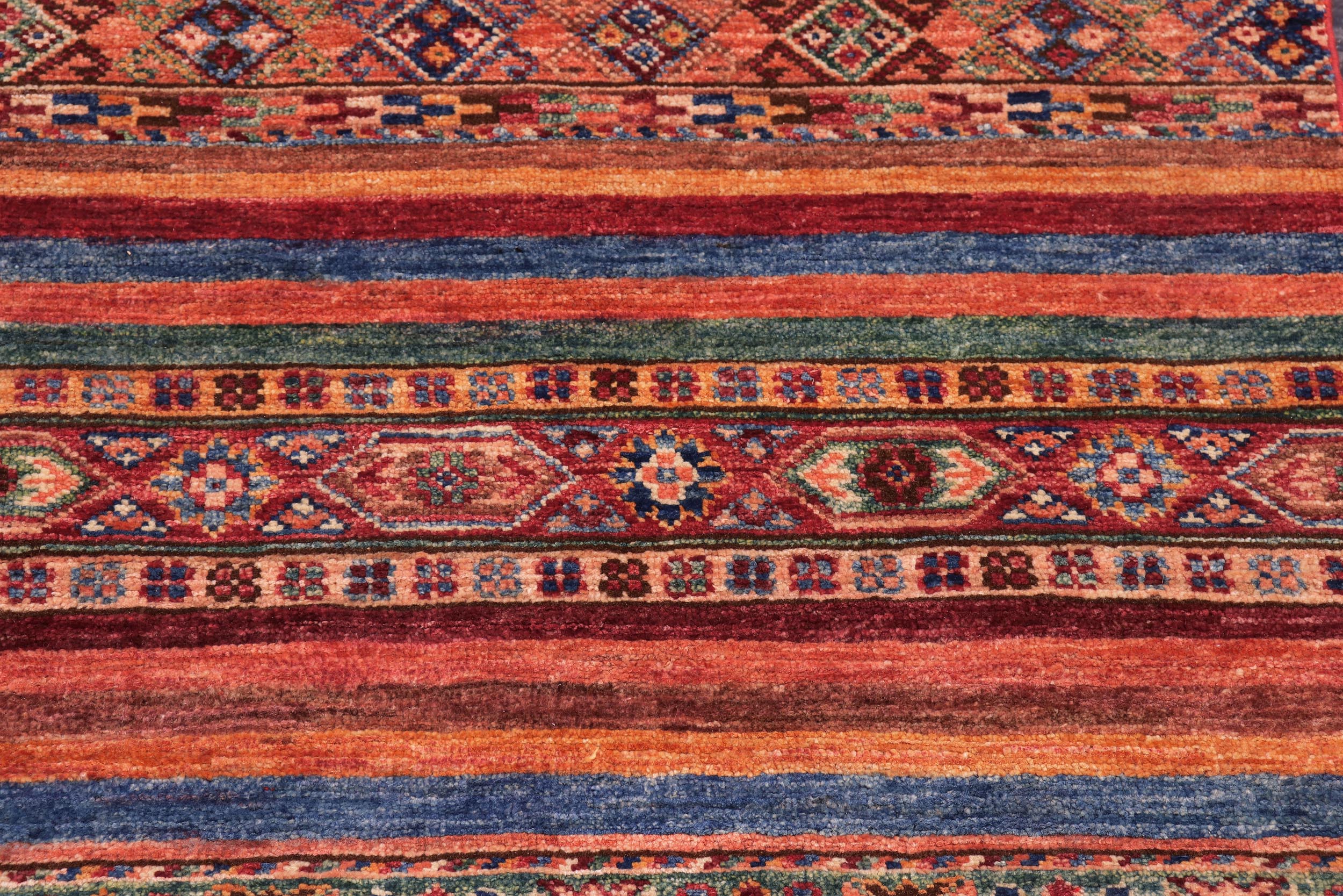 handmade Geometric Kurjean Red Blue Hand Knotted RECTANGLE 100% WOOL area rug 5x6