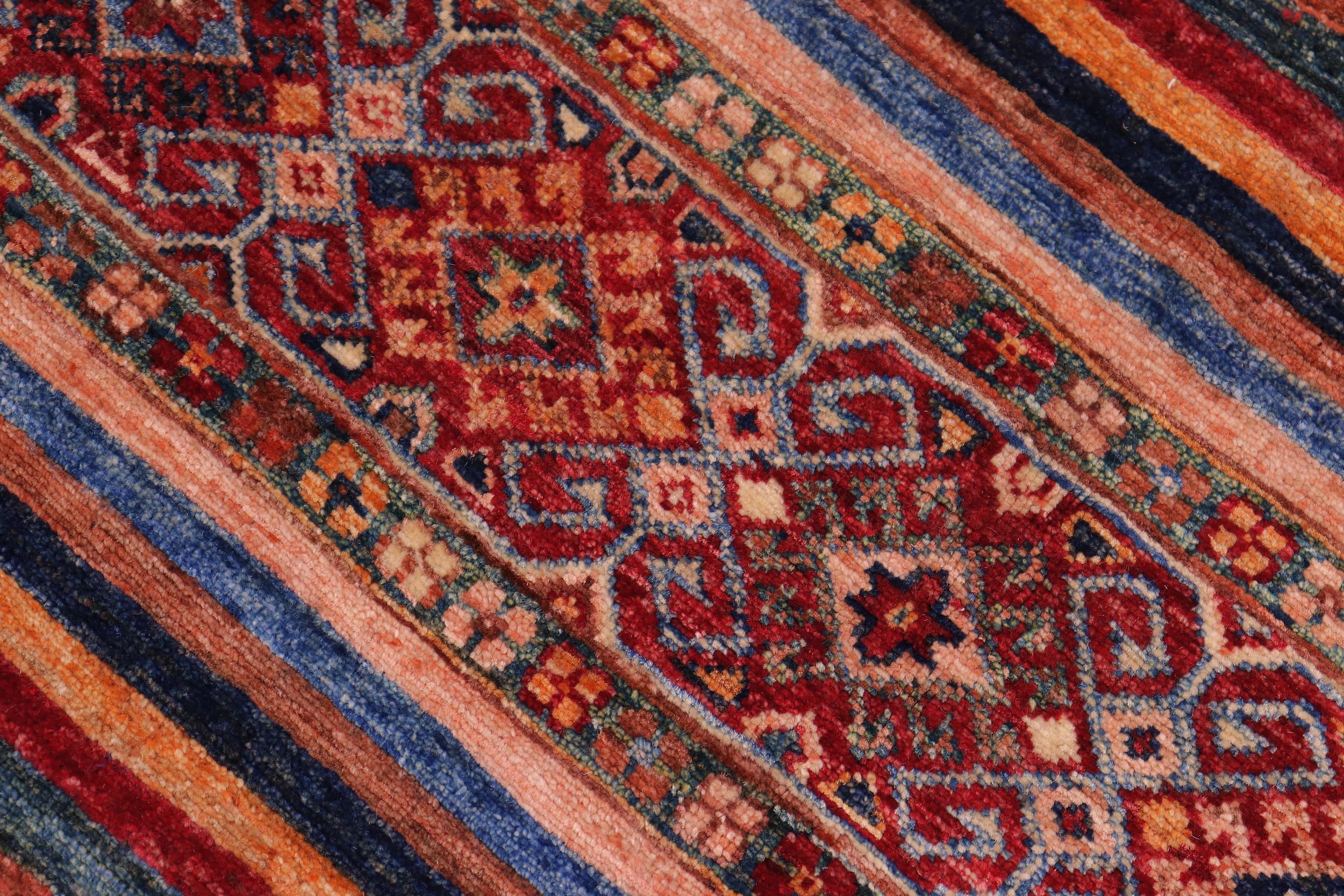 handmade Geometric Kurjean Red Blue Hand Knotted RECTANGLE 100% WOOL area rug 5x7