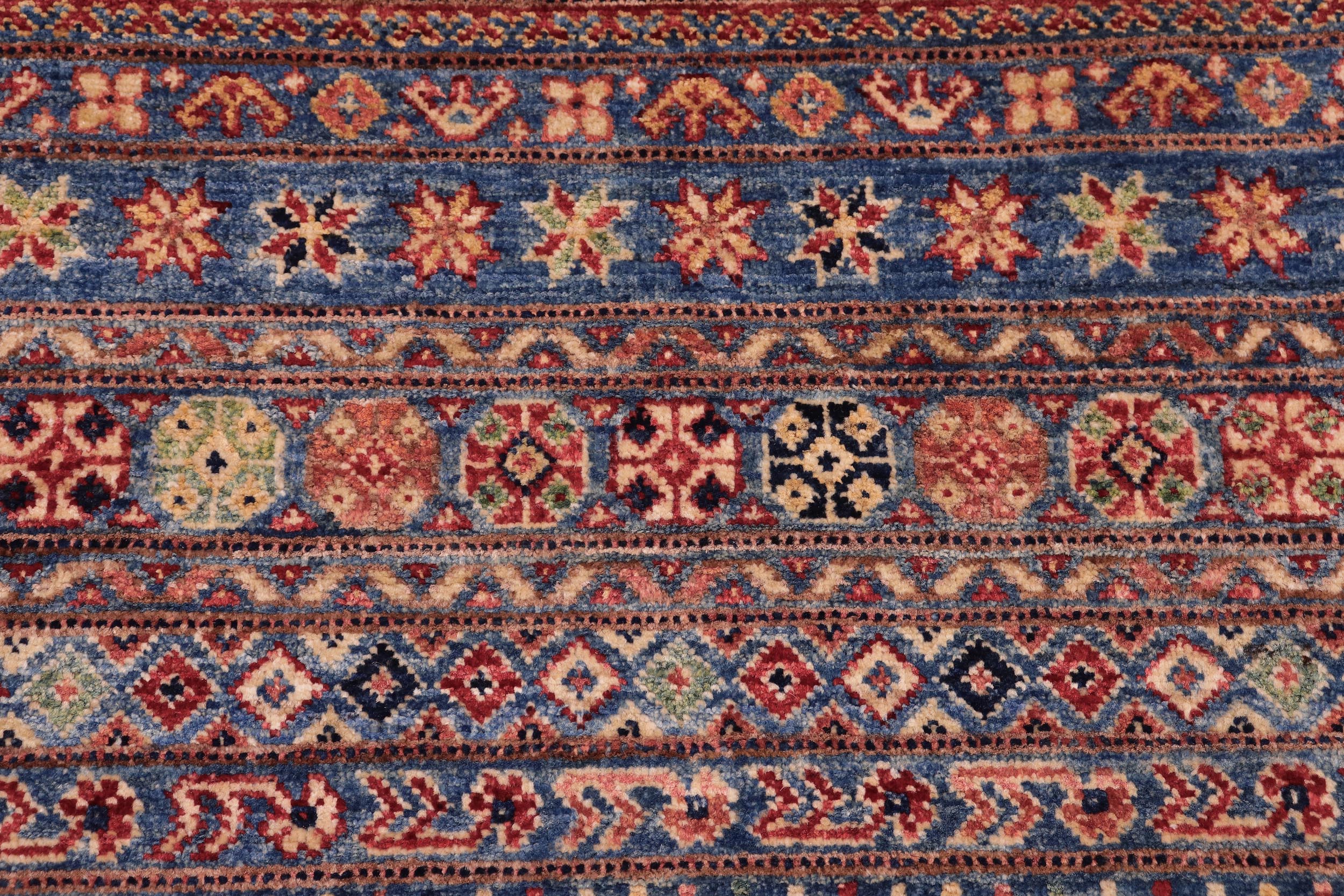 handmade Geometric Kurjean Blue Beige Hand Knotted RECTANGLE 100% WOOL area rug 5x7