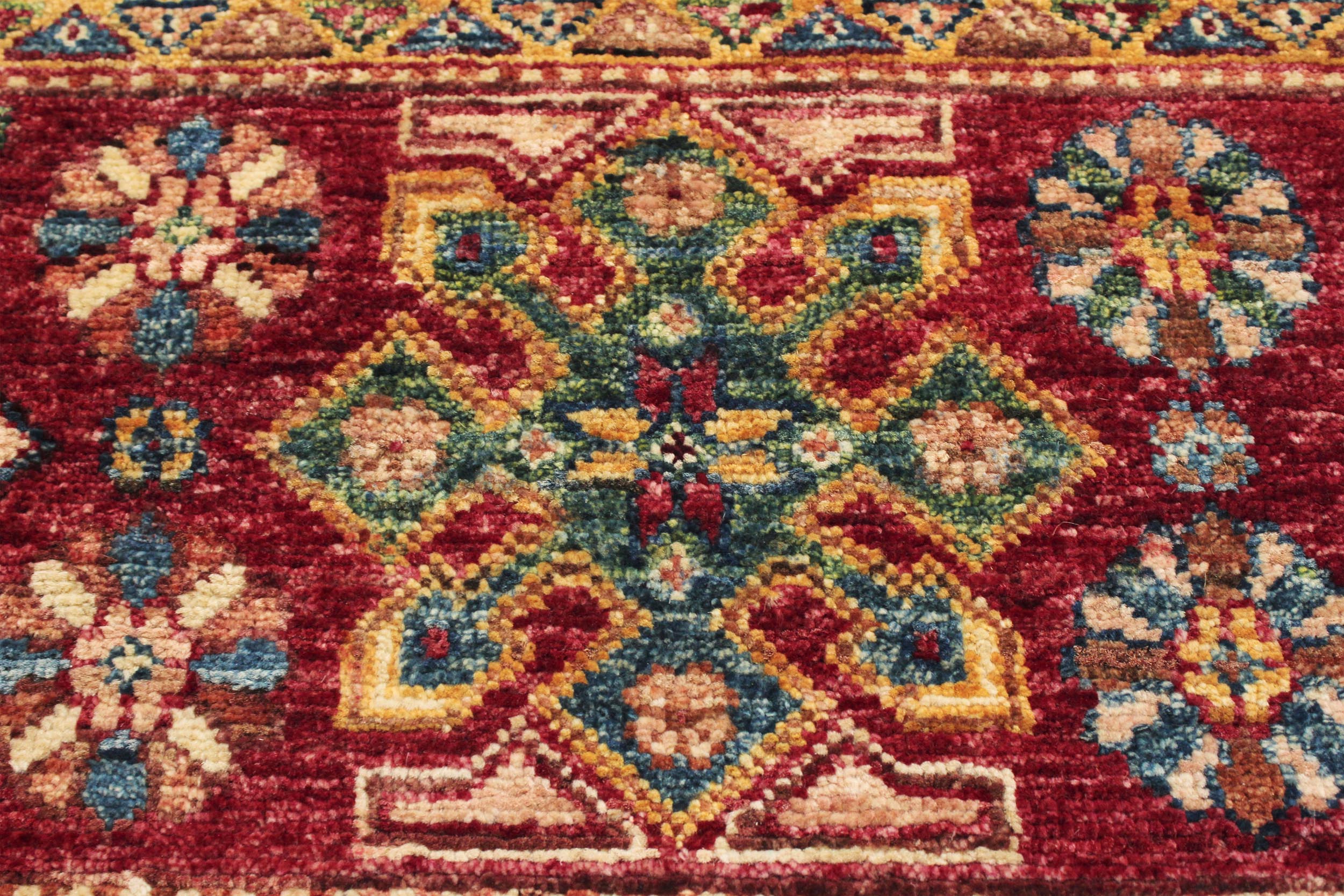 handmade Geometric Kurjean Red Blue Hand Knotted RECTANGLE 100% WOOL area rug 3x5