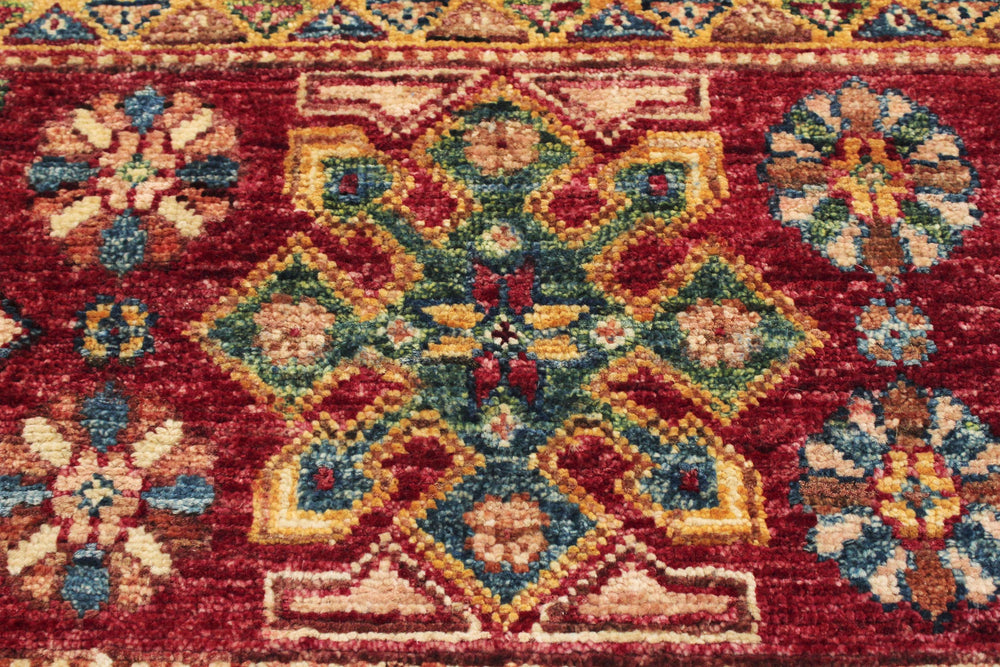 handmade Geometric Kurjean Red Blue Hand Knotted RECTANGLE 100% WOOL area rug 3x5