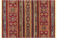 handmade Geometric Kurjean Red Blue Hand Knotted RECTANGLE 100% WOOL area rug 3x5