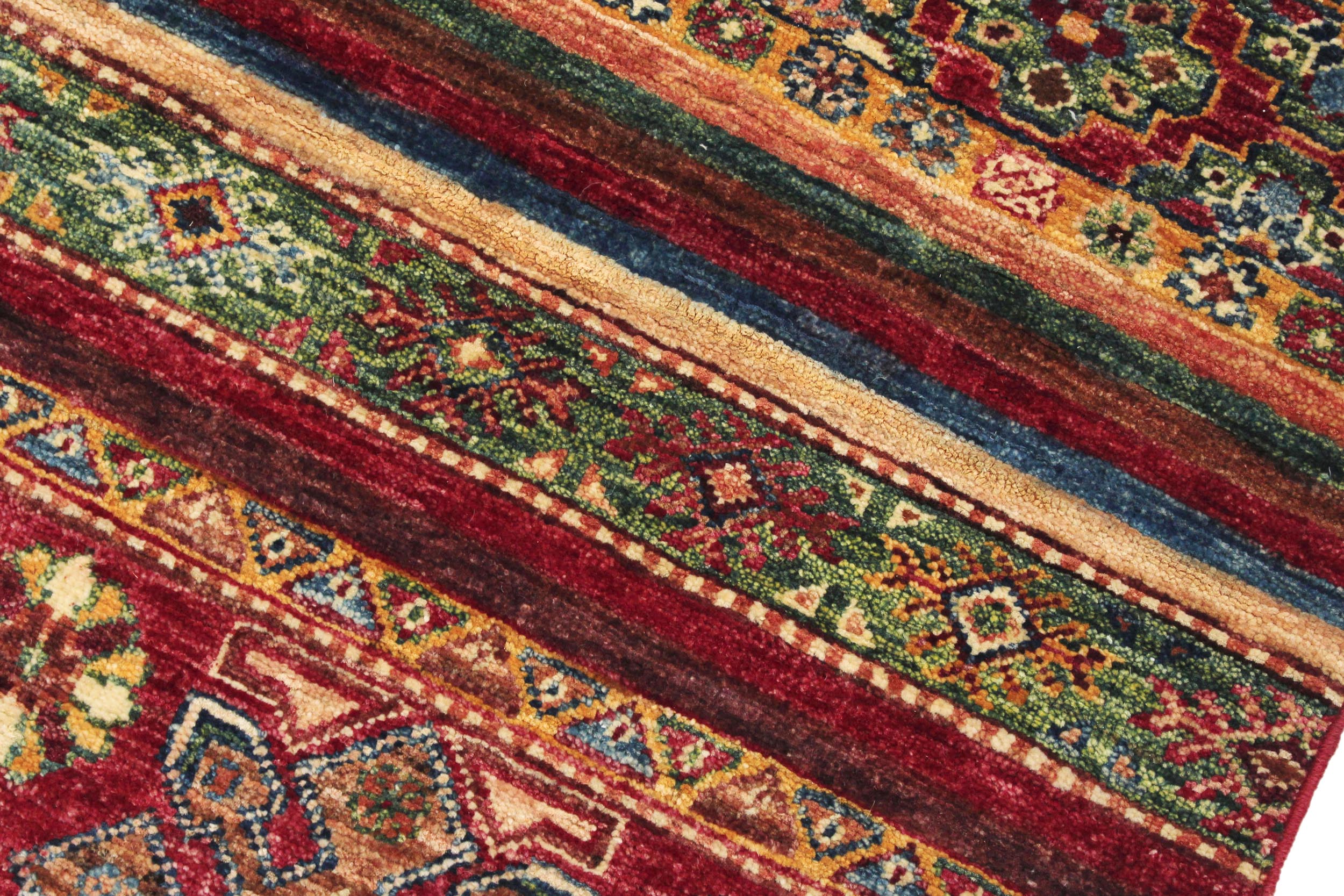 handmade Geometric Kurjean Red Blue Hand Knotted RECTANGLE 100% WOOL area rug 3x5
