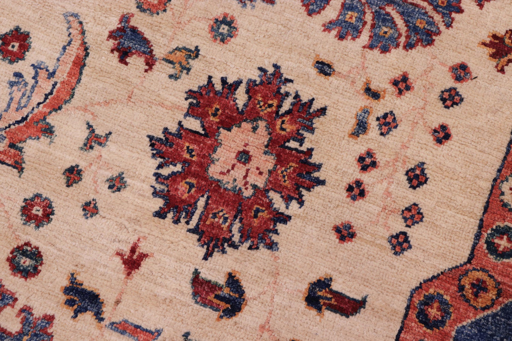 handmade Geometric Kurjean Beige Red Hand Knotted ROUND 100% WOOL area rug 10x10