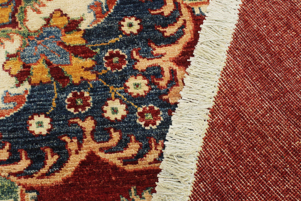 handmade Geometric Kurjean Red Beige Hand Knotted ROUND 100% WOOL area rug 10x10