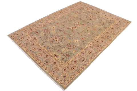 handmade Traditional Kafkaz Green Tan Hand Knotted RECTANGLE 100% WOOL area rug 10x14