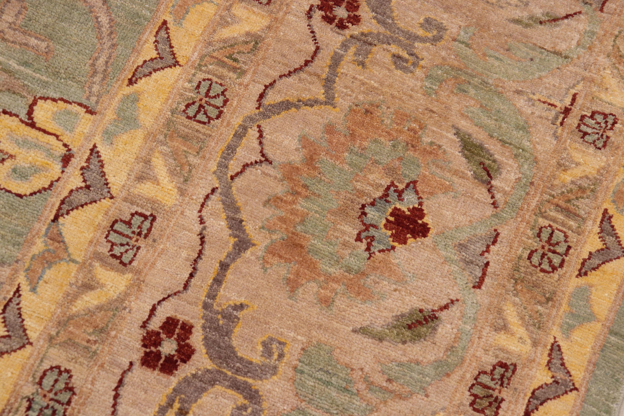 handmade Traditional Kafkaz Green Tan Hand Knotted RECTANGLE 100% WOOL area rug 10x14