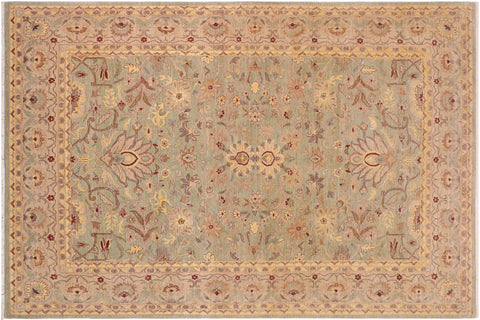 handmade Traditional Kafkaz Green Tan Hand Knotted RECTANGLE 100% WOOL area rug 10x14