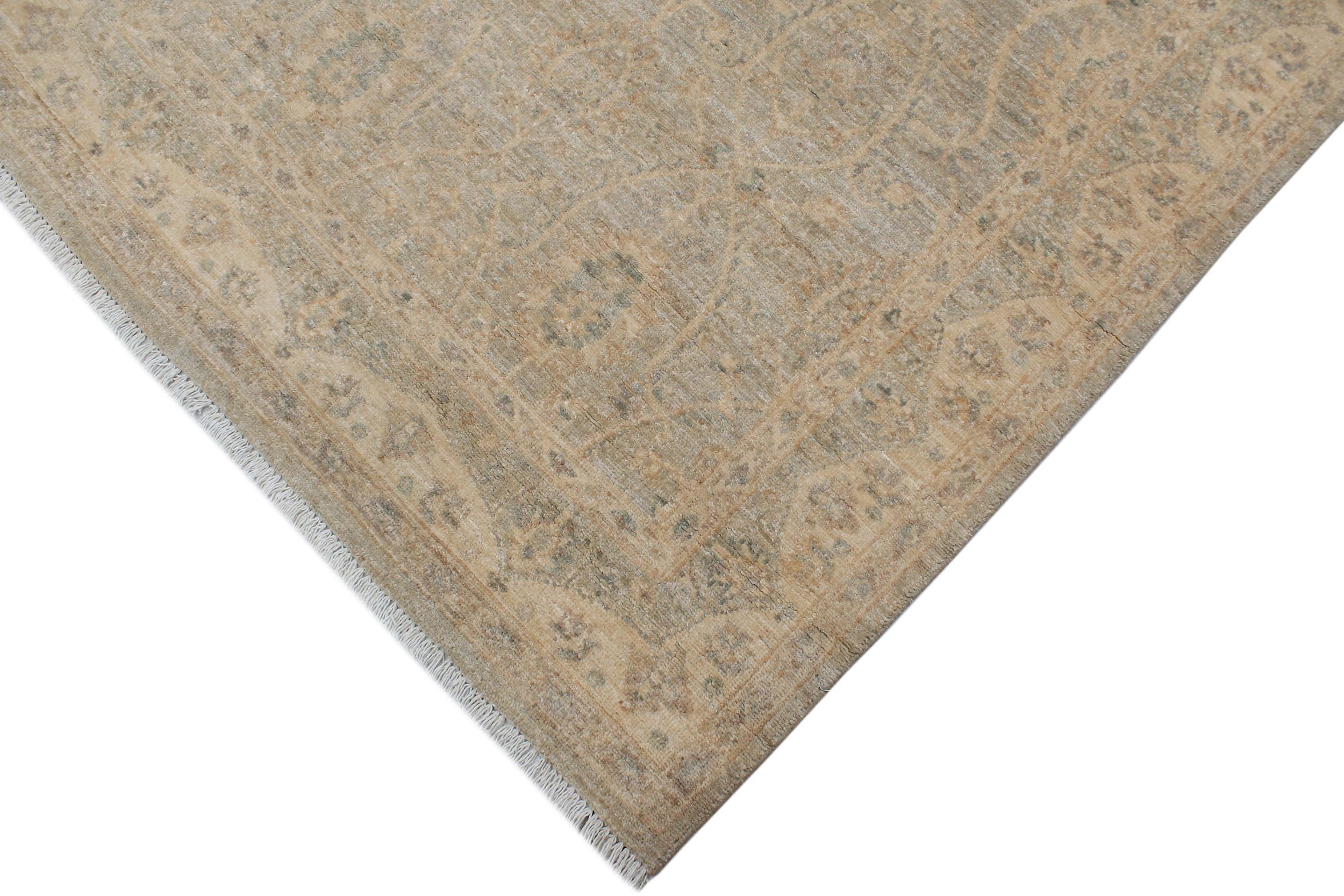 handmade Transitional Kafkaz Gray Beige Hand Knotted RECTANGLE 100% WOOL area rug 4' x 6'