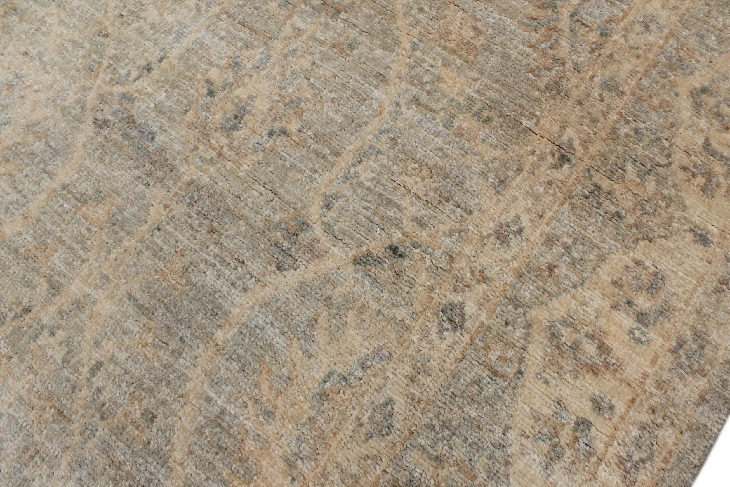 handmade Transitional Kafkaz Gray Beige Hand Knotted RECTANGLE 100% WOOL area rug 4' x 6'