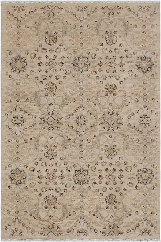 handmade Transitional Kafkaz Beige Gray Hand Knotted RECTANGLE 100% WOOL area rug 5 x 7