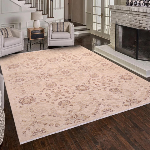handmade Modern Kafkaz Beige Gray Hand Knotted RECTANGLE 100% WOOL area rug 5' x 7'