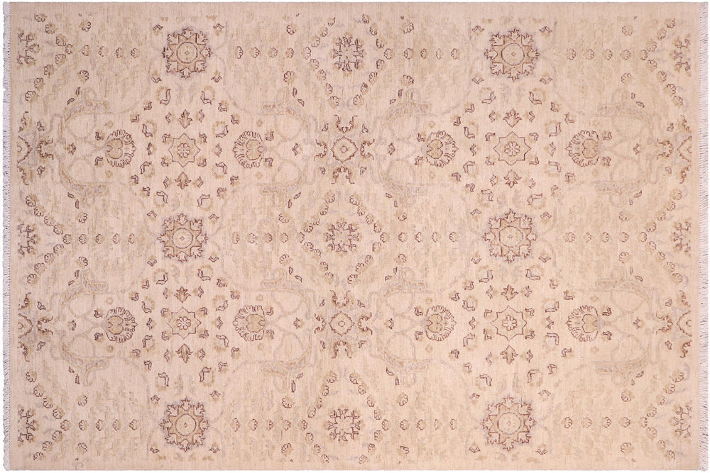 handmade Modern Kafkaz Beige Gray Hand Knotted RECTANGLE 100% WOOL area rug 5' x 7'