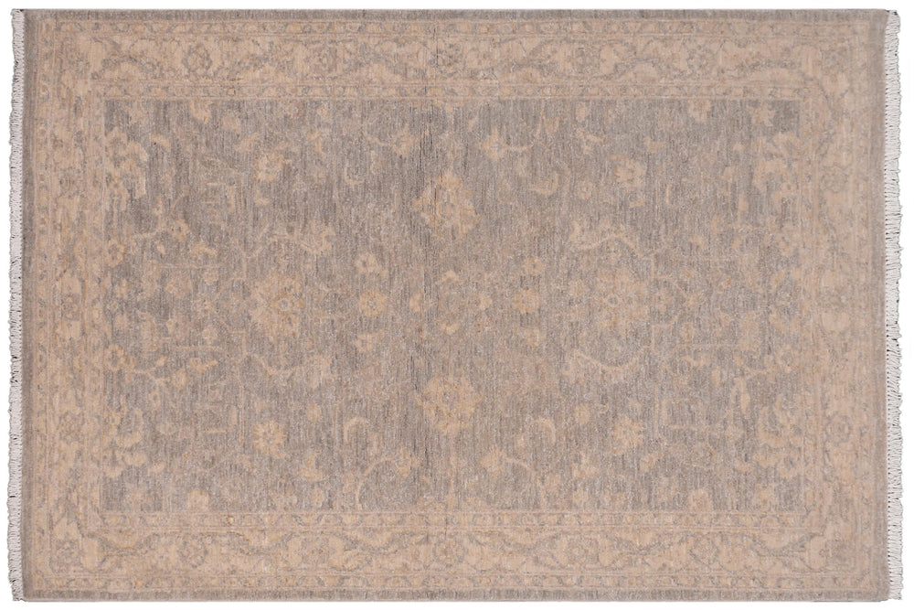 handmade Traditional Kafkaz Grey Beige Hand Knotted RECTANGLE 100% WOOL area rug 4x6