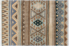 handmade Geometric Kurjean Grey Blue Hand Knotted RECTANGLE 100% WOOL area rug 2x4