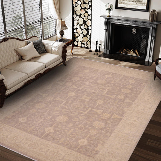 handmade Transitional Kafkaz Gray Beige Hand Knotted RECTANGLE 100% WOOL area rug 10' x 14'