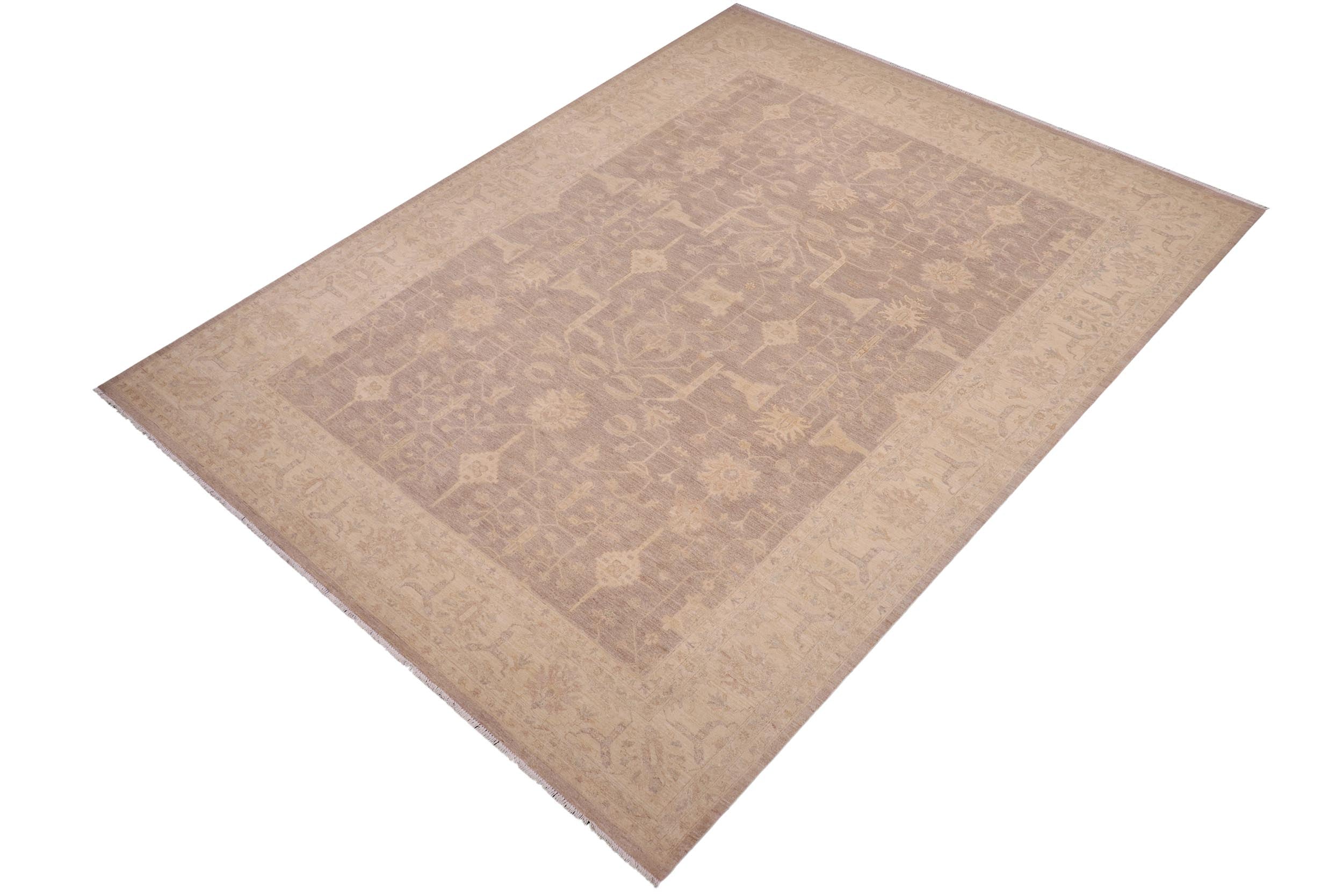 handmade Transitional Kafkaz Gray Beige Hand Knotted RECTANGLE 100% WOOL area rug 10' x 14'