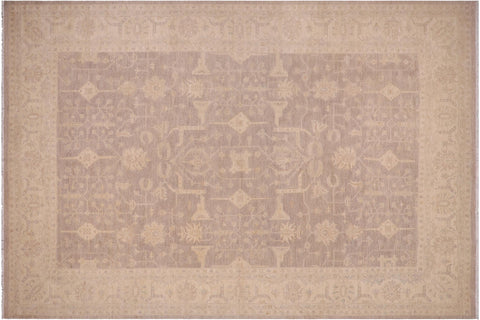 handmade Transitional Kafkaz Gray Beige Hand Knotted RECTANGLE 100% WOOL area rug 10' x 14'