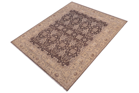 handmade Transitional Kafkaz Charcoal Beige Hand Knotted RECTANGLE 100% WOOL area rug 8' x 10'