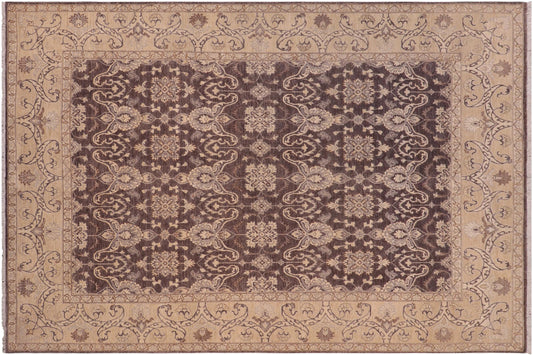 handmade Transitional Kafkaz Charcoal Beige Hand Knotted RECTANGLE 100% WOOL area rug 8' x 10'