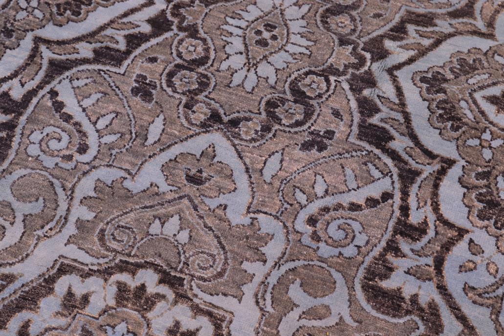 handmade Transitional Kafkaz Gray Lt. Blue Hand Knotted RECTANGLE WOOL&SILK area rug 8 x 10