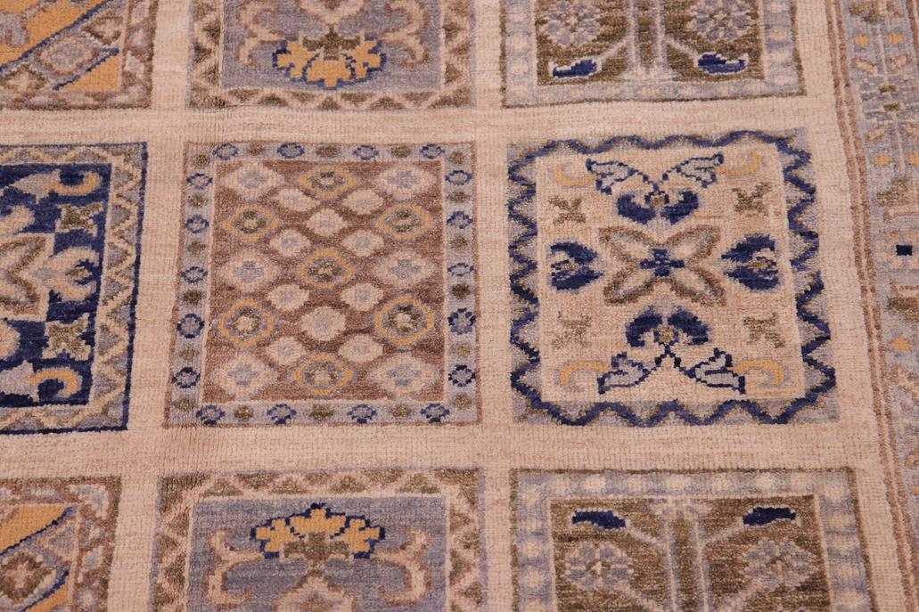 handmade Transitional Kafkaz Ivory Blue Hand Knotted RECTANGLE 100% WOOL area rug 6 x 9