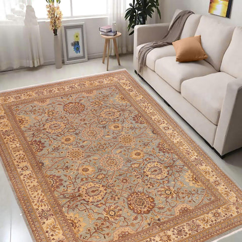 handmade Traditional Kafkaz Blue Beige Hand Knotted RECTANGLE 100% WOOL area rug 10x14