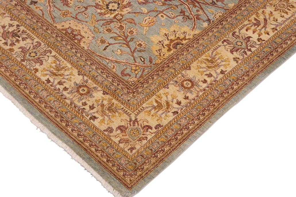 handmade Traditional Kafkaz Blue Beige Hand Knotted RECTANGLE 100% WOOL area rug 10 x 14