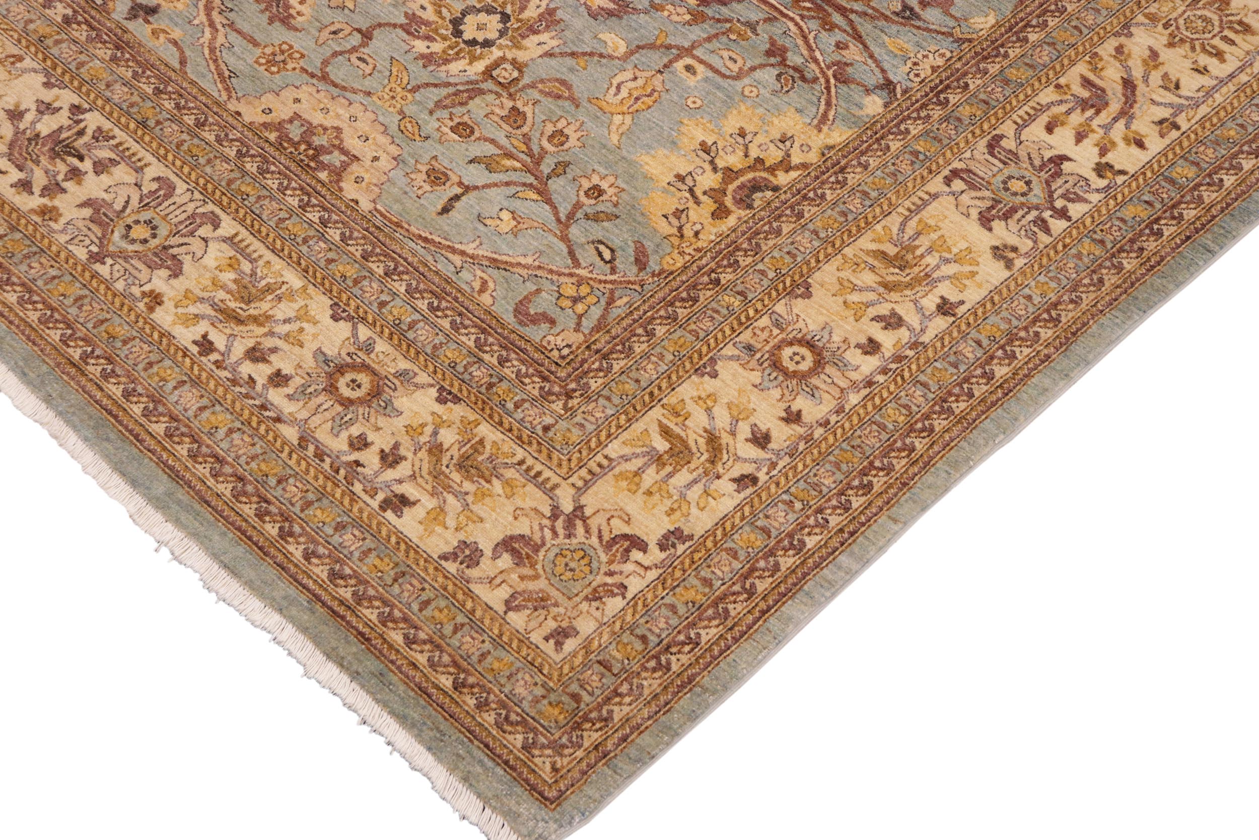 handmade Traditional Kafkaz Blue Beige Hand Knotted RECTANGLE 100% WOOL area rug 10x14