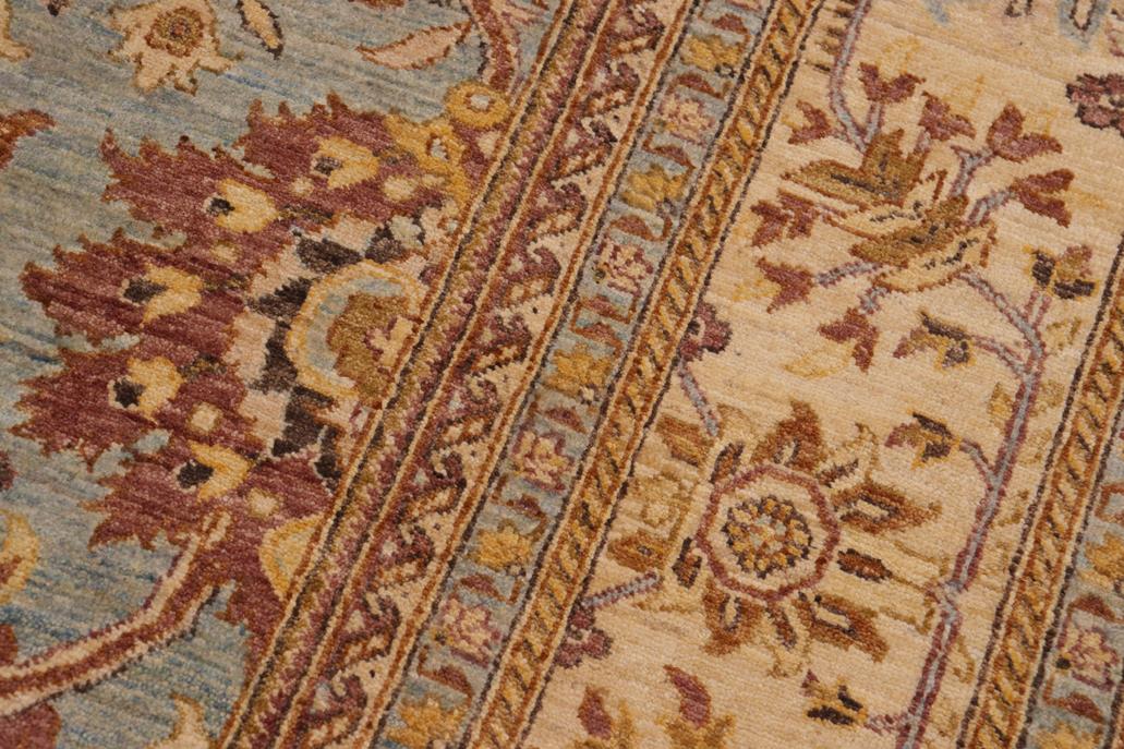 handmade Traditional Kafkaz Blue Beige Hand Knotted RECTANGLE 100% WOOL area rug 10 x 14